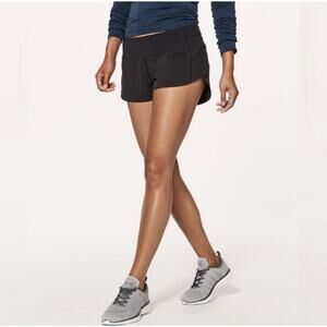 Lululemon Womens Black 3” Lined Run Speed Up Shorts 6 Athletic Gym Workout